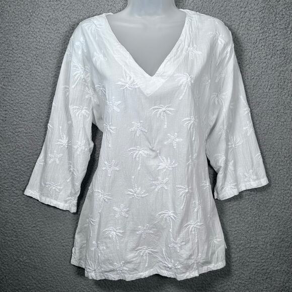 CottonSeed Tunic 398 Palms Light‎ Cotton Preshrunk Womens Medium USA Resort Wear - Picture 12 of 15